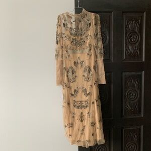 Zara Beaded Nude Formal Dress